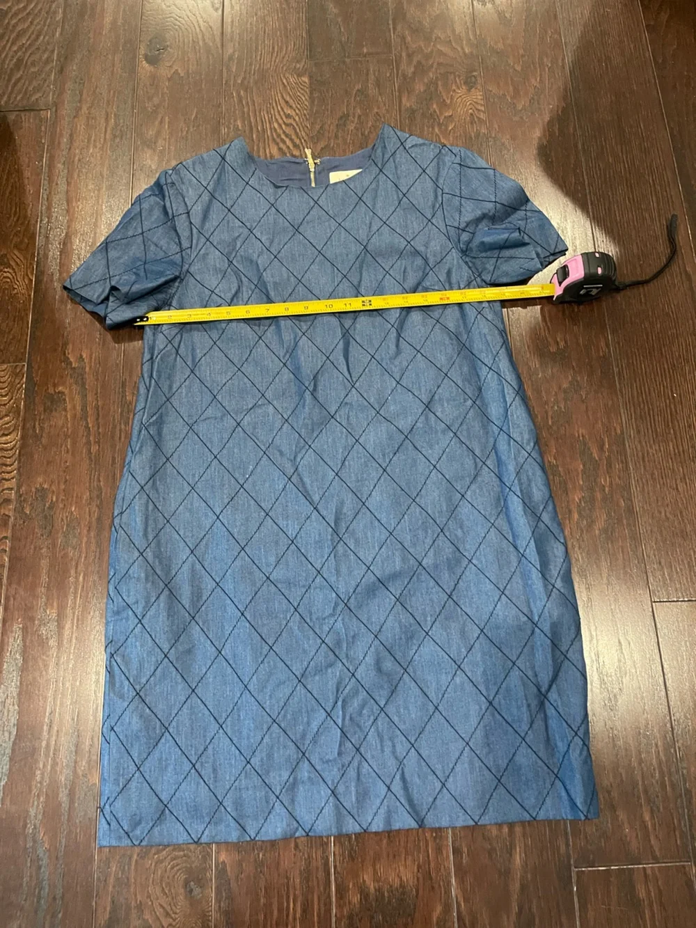 Kate Spade quilted chambray denim shift dress Diamond Stitch Pattern Size 6